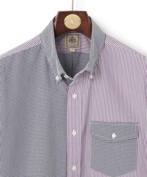 J.PRESS MEN 【クールマックス】クレイジーパターン サッカーシャツ/B.D. ネイビー系9