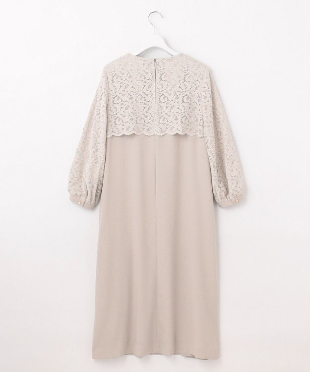 自由区 S 【洗える】レースコンビジョーゼット ワンピース ベージュ系