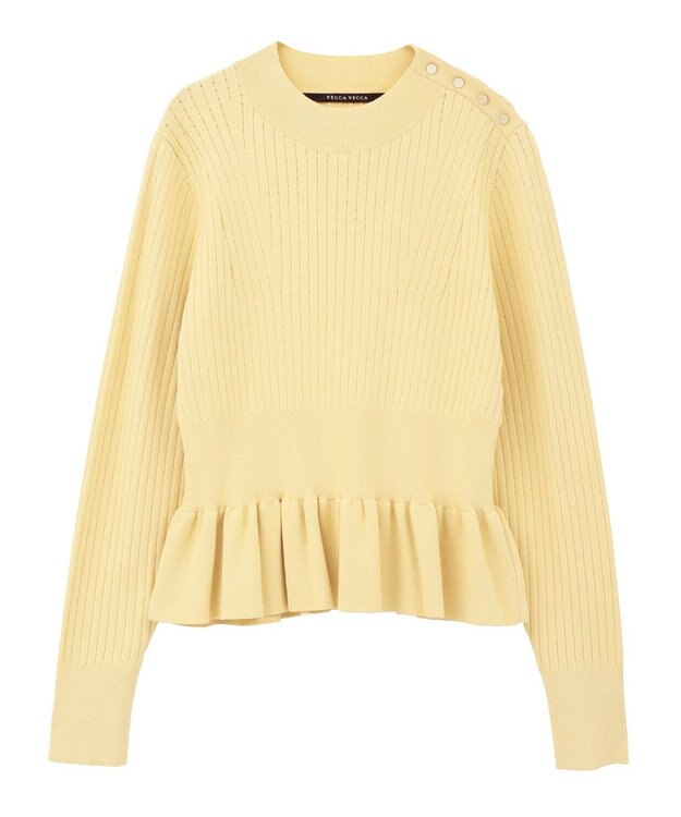 YECCA VECCA 金釦ペプラムニット Yellow