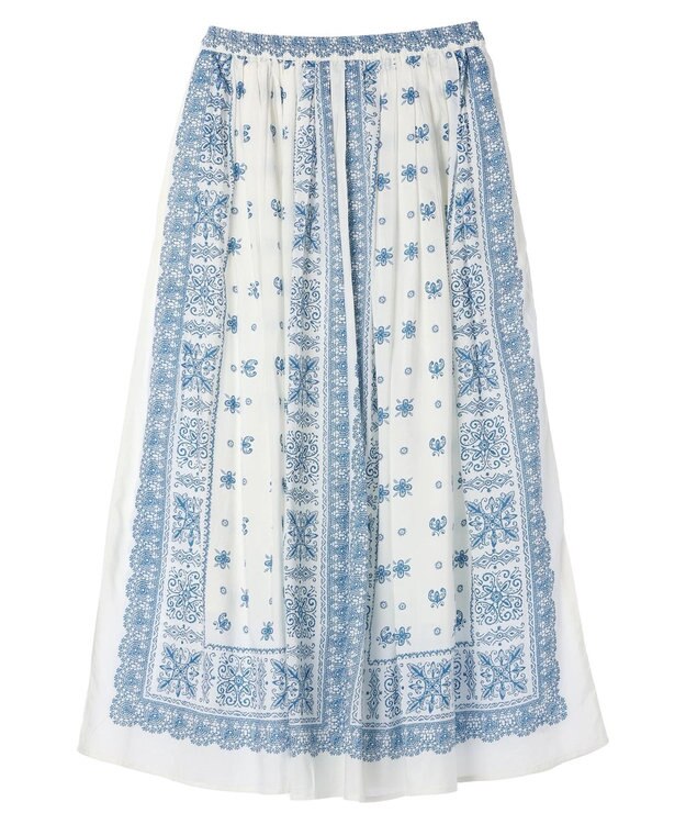 CRAFT STANDARD BOUTIQUE パネル柄マキシギャザースカート Blue