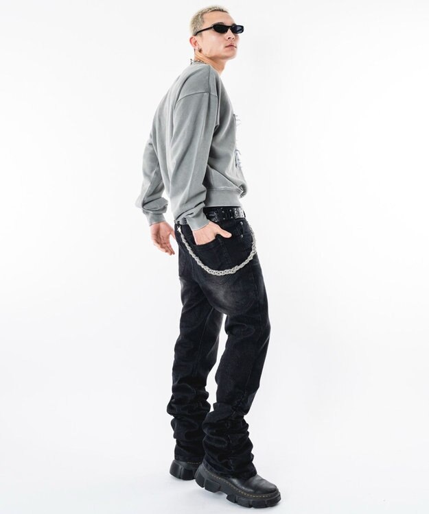 WEGO 【ユニセックス着用ITEM】ブリーチハトメロゴプルオーバー グレー