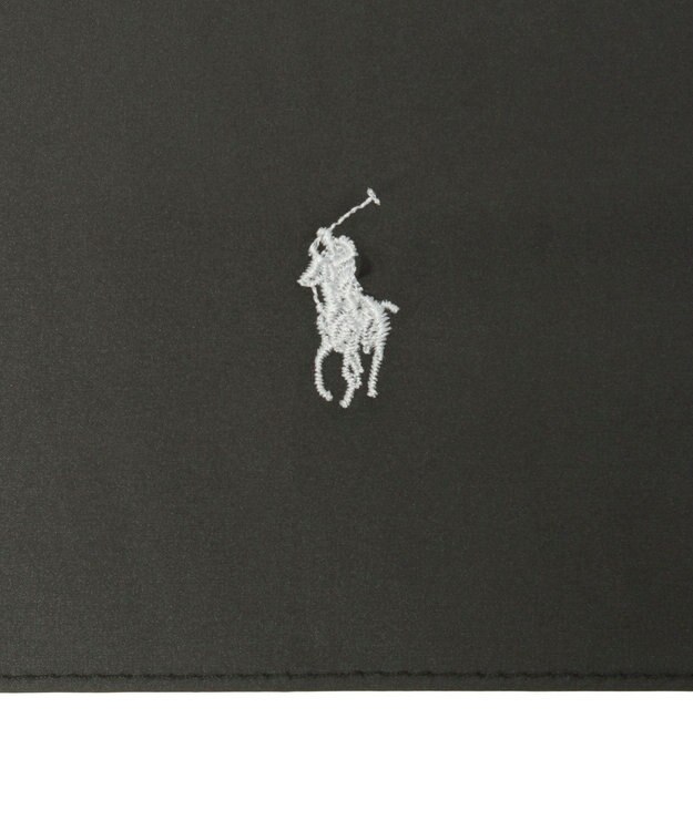 MOONBAT 【遮熱・遮光】POLO RALPH LAUREN(ポロ ラルフローレン)無地 PP刺繍 晴雨兼用 雨傘 折りたたみ傘 簡単開閉 ブラック
