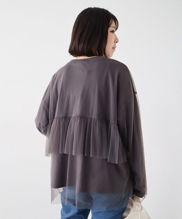 Green Parks ・ＥＬＥＮＣＡＲＥ　ＤＵＥ　チュールレイヤードロンＴＥＥ Charcoal Gray