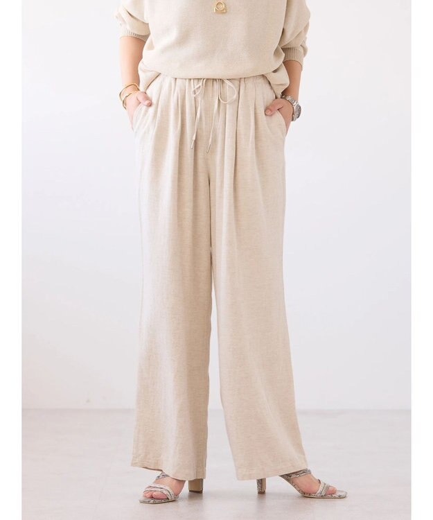 AMERICAN HOLIC 接触冷感リネンブレンドワイドパンツ Light Beige