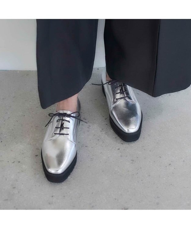 MODE ET JACOMO <carino>【レイン対応】レースアッププラットフォーム シルバー