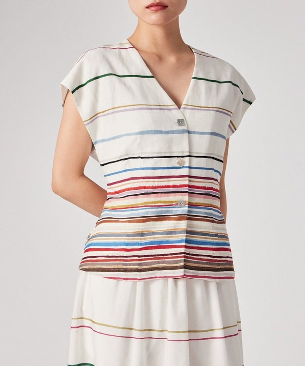 Paul Smith Cairo Stripe Chalk プリント ブラウス