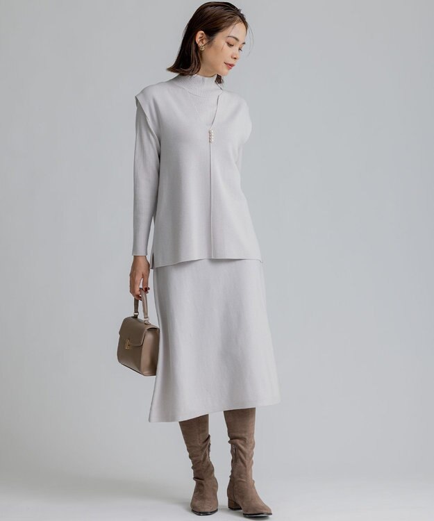 組曲 L 【2SET・WEB限定】ジレワンピースセット ライトグレー系