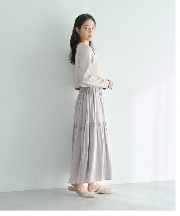 YECCA VECCA 【2点SET】カーディガンセットワンピース Gray Beige