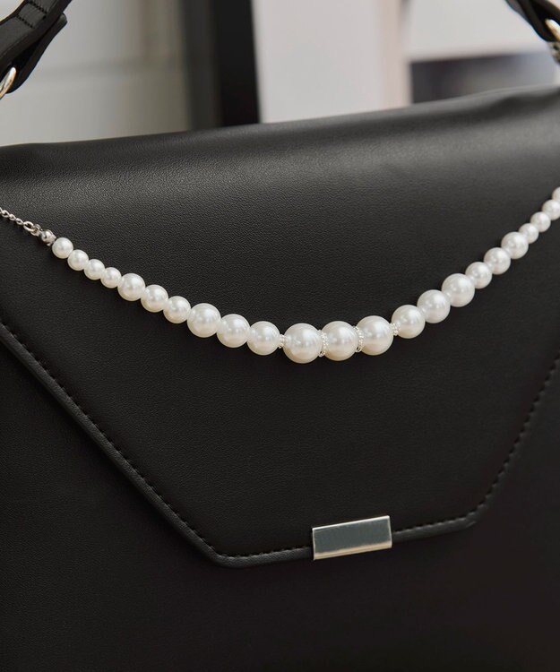 Tiaclasse 【安田美沙子さん着用・4way /2TYPEハンドル】パールチェーン付きハーフフォーマルミニバッグ ブラック