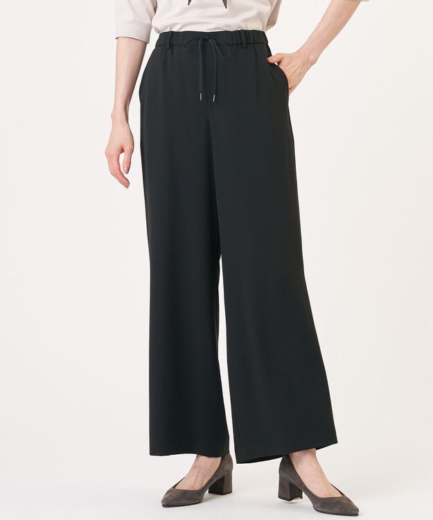 J.PRESS LADIES L 【セットアップ対応・人気素材】Light ジョーゼット イージー パンツ ブラック系