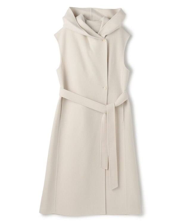 BEIGE， LEMOORE / ウールリバーフード付きロングジレ Bone