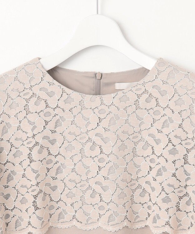 自由区 S 【洗える】レースコンビジョーゼット ワンピース ベージュ系