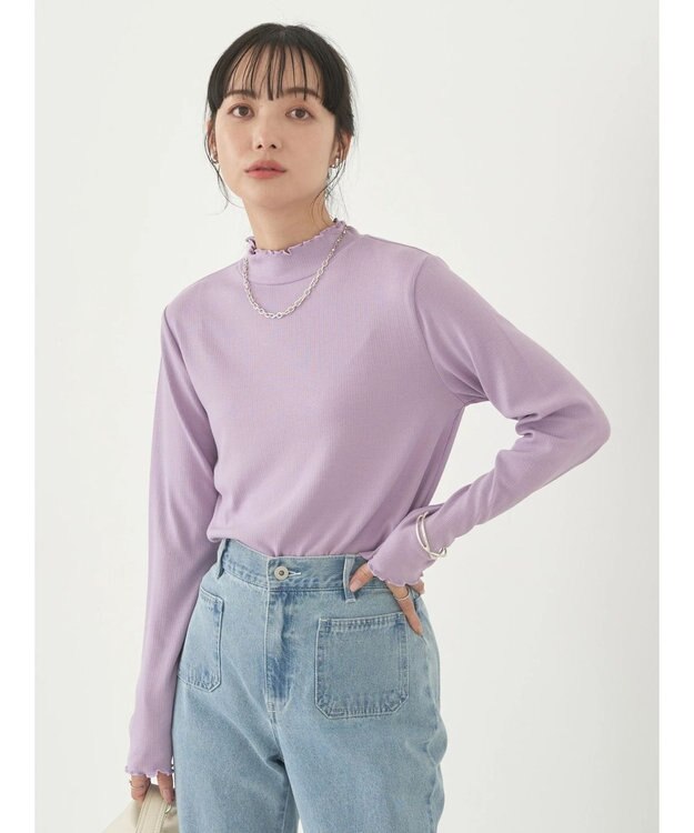 earth music&ecology テレコリブメローハイネックインナー Lilac