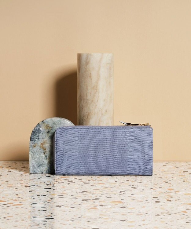 TOPKAPI 【TOPKAPI】イタリアンレザー リザード型押し Lファスナー長財布マチ付き LUCIA ルチア ブルーグレー