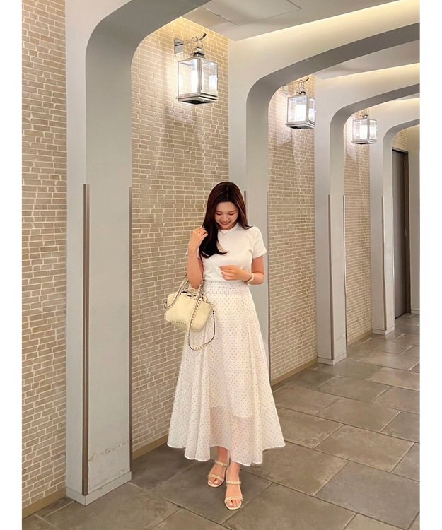 Green Parks AnriettMusee ドットフレアーロングスカート Off White