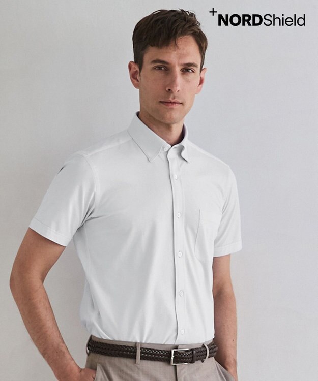 GOTAIRIKU 26年新作【吸汗速乾/接触冷感】ノードシールド BIZシャツ_スナップダウン ホワイト系