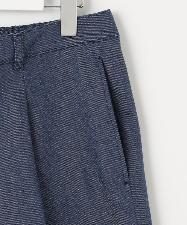 J.PRESS LADIES L 【洗える】セルロースシャンブレー ワイド パンツ ブルー系