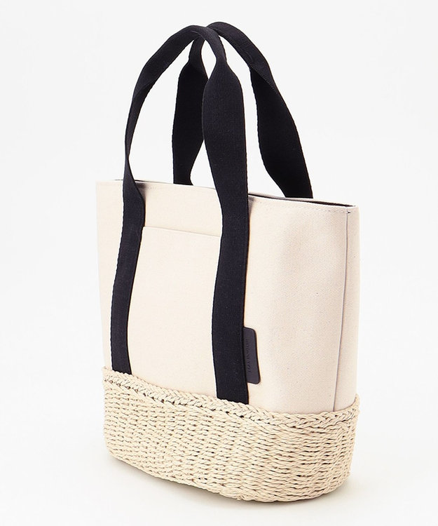 LA BAGAGERIE 【maison vert】 【ペーパー素材・撥水キャンバス】キャンバスコンビかごバッグ ナチュラル