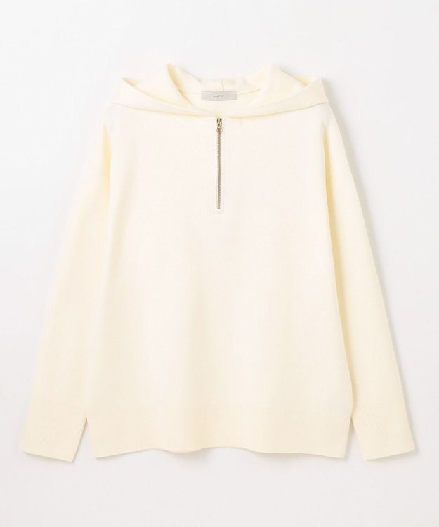 ANY L ハーフジップニットフーディー エクリュ