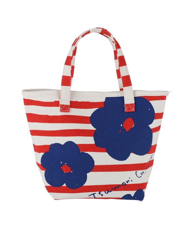 tsumori chisato CARRY フラワーボーダー ハンドバッグ 手提げ 花柄 ボーダー レッド
