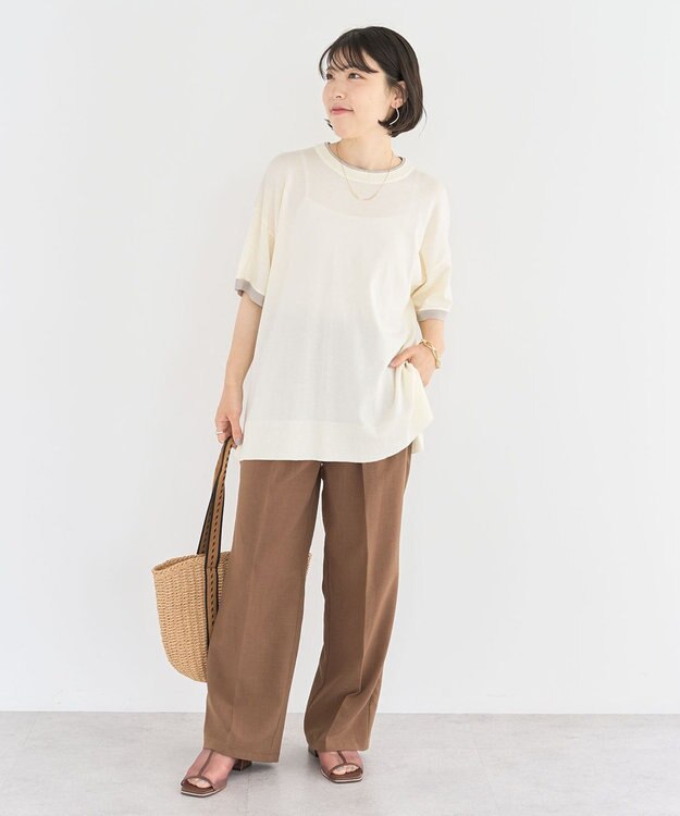 Green Parks 冷やっとすずやかレイヤーニットプルオーバ Off White