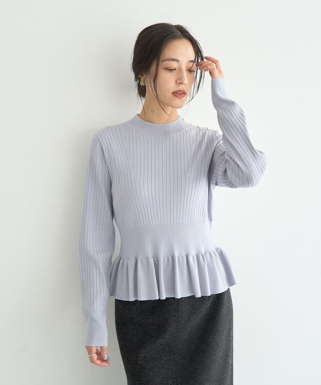 YECCA VECCA 金釦ペプラムニット Light Blue