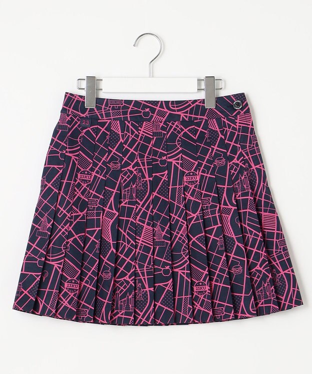 23区GOLF 【WOMEN】ニューヨークマップ柄 プリーツスカート ネイビー系5