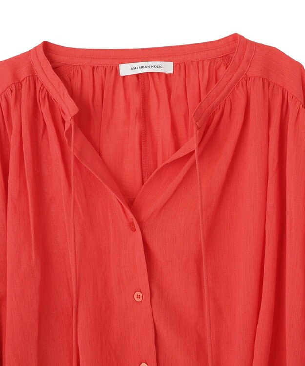 AMERICAN HOLIC スキッパーギャザーブラウス Red