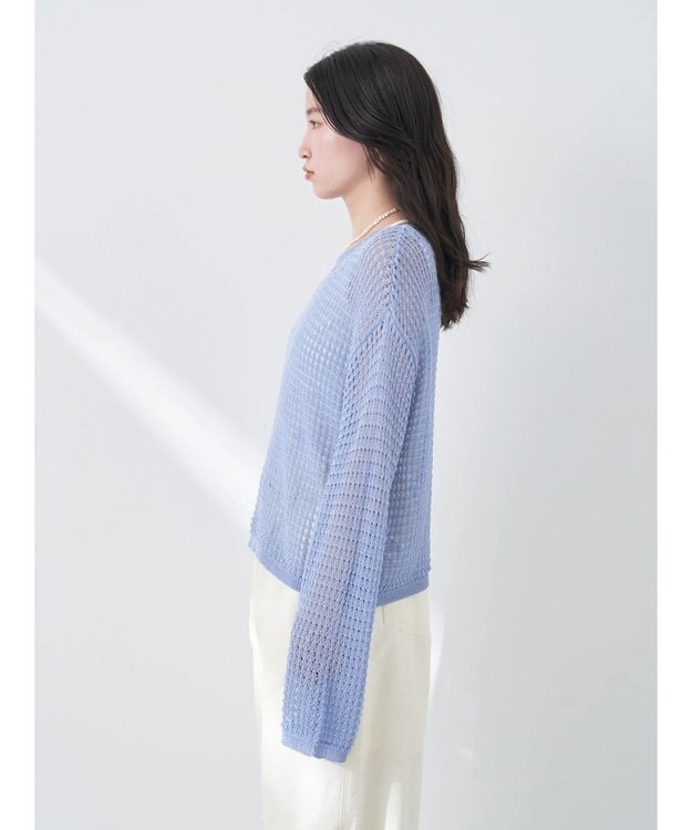 earth music&ecology レーシーニットプルオーバー Blue