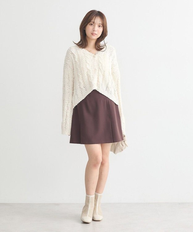 earth music&ecology ポコポコケーブルカーディガン Ivory