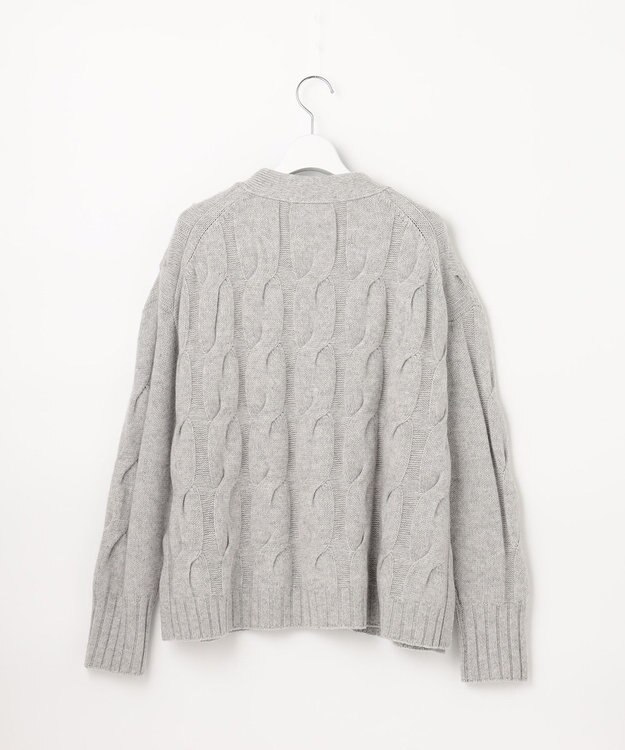 自由区 【洗える】ウールカシミヤブレンド ニットカーディガン ライトグレー系