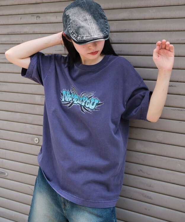 WEGO 【ユニセックス着用ITEM/MLサイズ展開】コンパクトフィットピグメントグラフィックT（SS） パープル