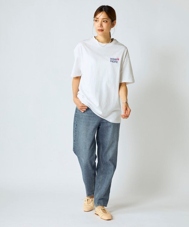 OP／FILA 【Ocean Pacific】フラワーバックプリントTシャツ ホワイト