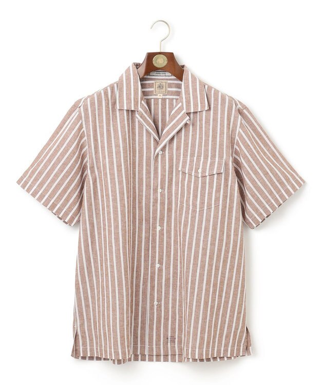J.PRESS MEN 【KING SIZE】【HYBRID LINEN】オープンカラーシャツ ブラウン系1