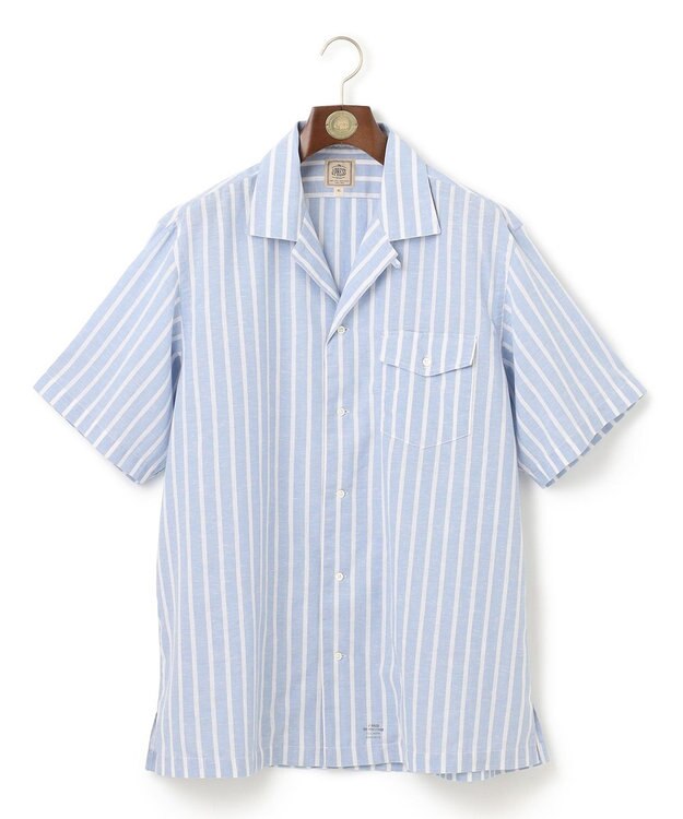 J.PRESS MEN 【KING SIZE】【HYBRID LINEN】オープンカラーシャツ サックスブルー系1