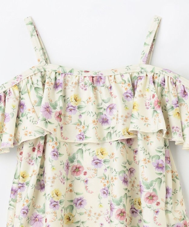 ANY KIDS 花柄×ドット柄 セパレート 水着 オフ花柄×ラベンダードット