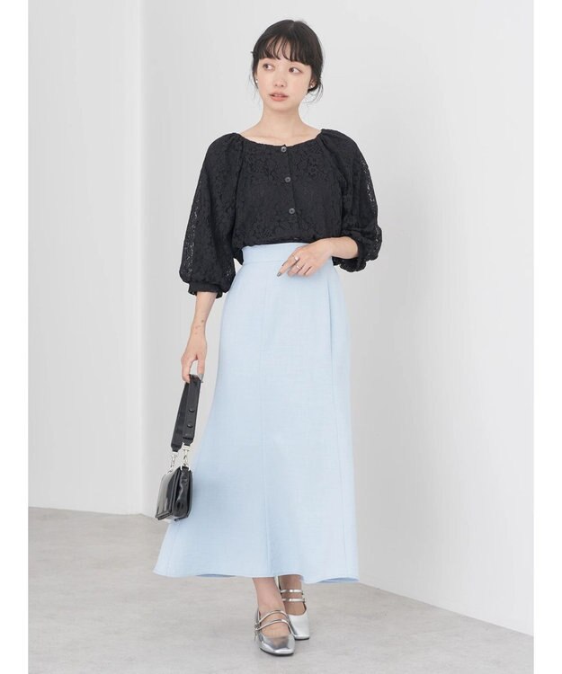 earth music&ecology フラワーレースブラウス Black