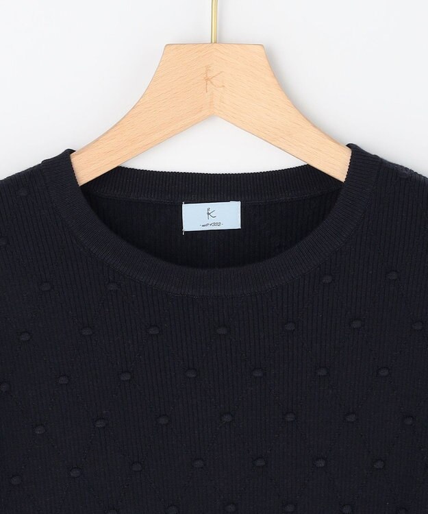 組曲 L 【先行予約・WEB限定】ポップコーンアーガイル5分袖 ニット ネイビー系