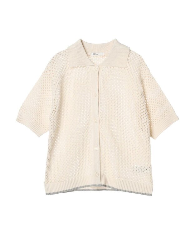 CRAFT STANDARD BOUTIQUE 配色メッシュニットカーディガン Ivory