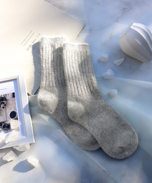 Tiaclasse アンゴラ混ウールソックス グレー