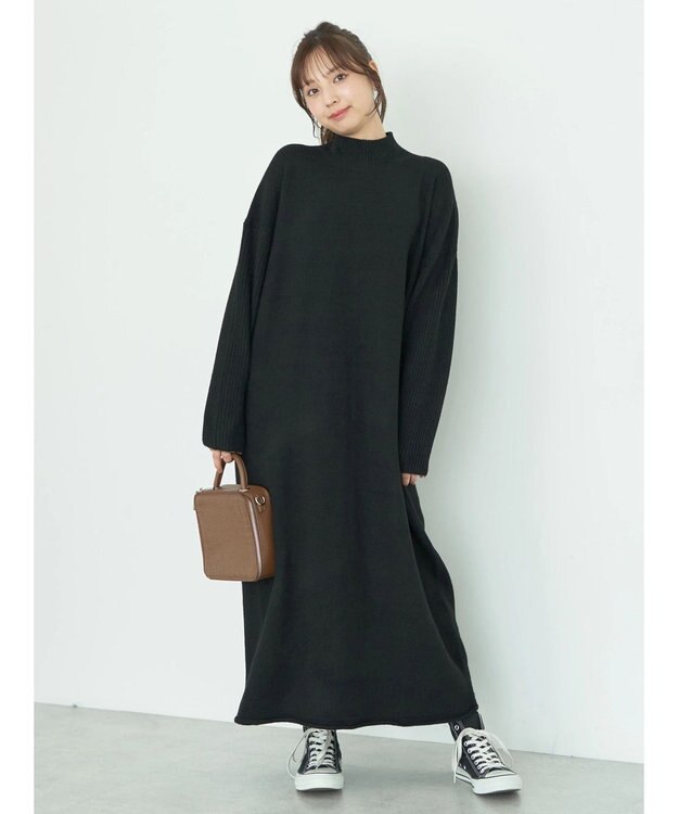 earth music&ecology ＦＬＵＦＦＹハイネックワンピース Black