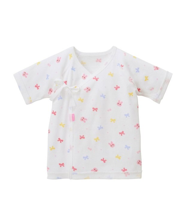 MIKI HOUSE HOT BISCUITS 【50-60cm】 フライス総柄短肌着 ピンク