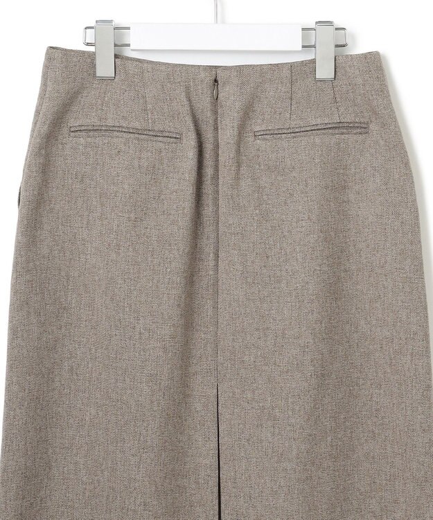 23区 L 【洗える】ウールライクカルゼ タイト スカート ダークブラウン系