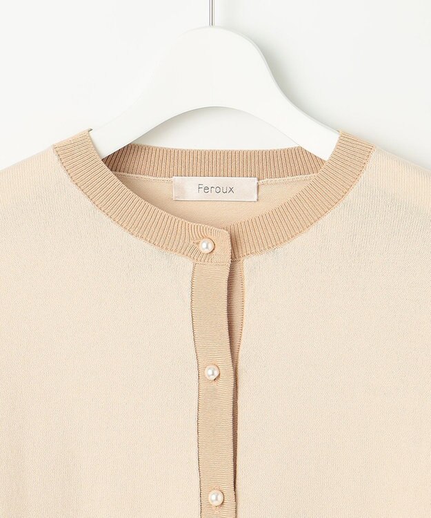 Feroux バイカラー カーディガン アイボリー系1