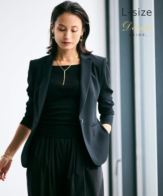 BEIGE， 【洗える・L-size】CINDY / テーラードジャケット Black