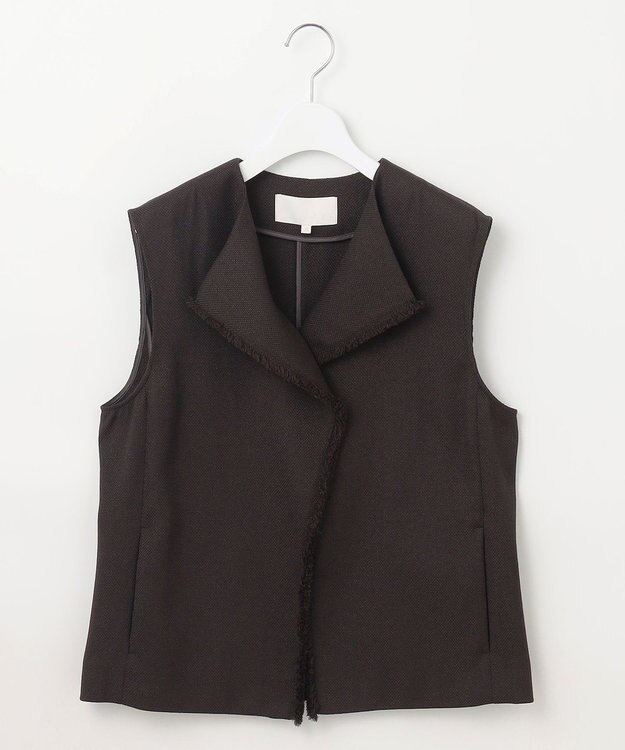 自由区 S 【カタログ掲載・セットアップ対応・接触冷感・UVカット・洗える】ライトバスケットクロス ジレ ダークブラウン