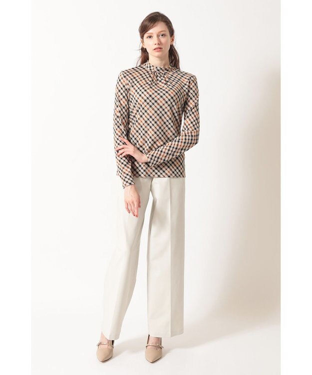 DAKS ファインメリノ ハイネックカットソー ハウスチェック