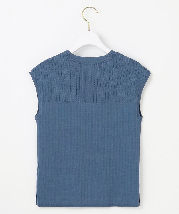 ANY SIS L 【洗える】レーシ－ディテールフレンチ ニット ダークブルー