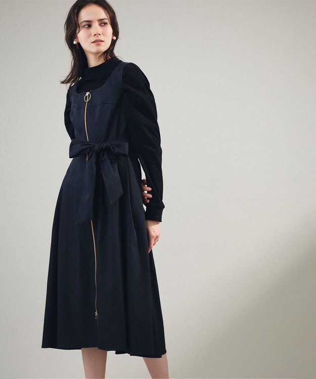 GRACE CONTINENTAL ジップディテールワンピース ブラック