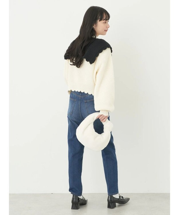 earth music&ecology フリルカラーカーディガン Ivory